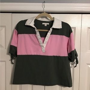 Free Assembly Tie Sleeve Collared Polo Shirt Size Medium